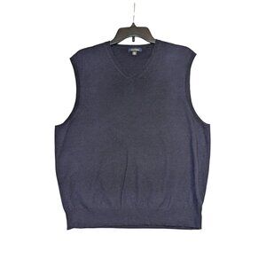 Club Room Mens Navy Merino Wool V-Neck Sweater Vest Size L
